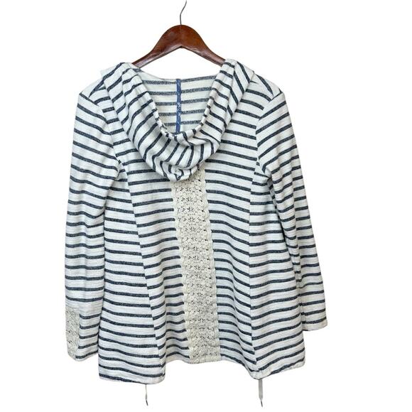 Anthropologie-Saturday Sunday Womens XS  Striped Cardigan Hood Layered Lace Boho - Picture 3 of 15